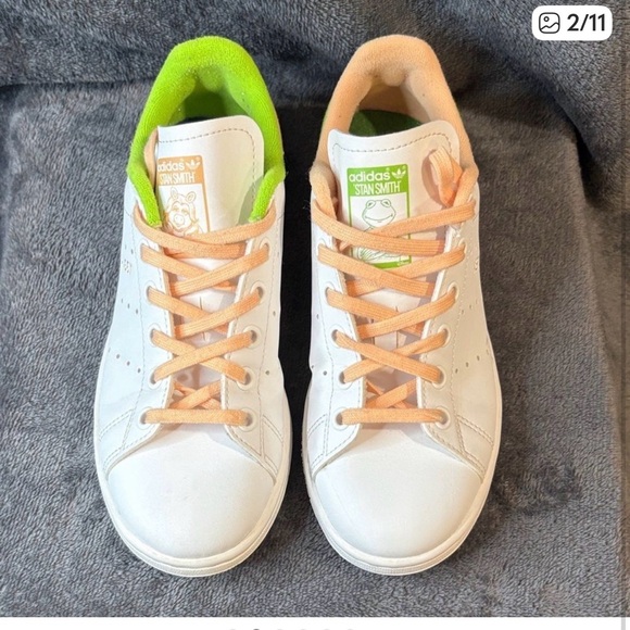 Adidas Stan Smith White Sneakers with Peach and Lime Accents - Picture 13 of 13